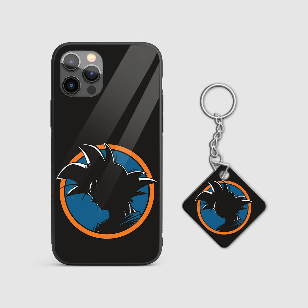 Elegant and simple artistic depiction of Goku on the silicone armored phone case with Keychain.