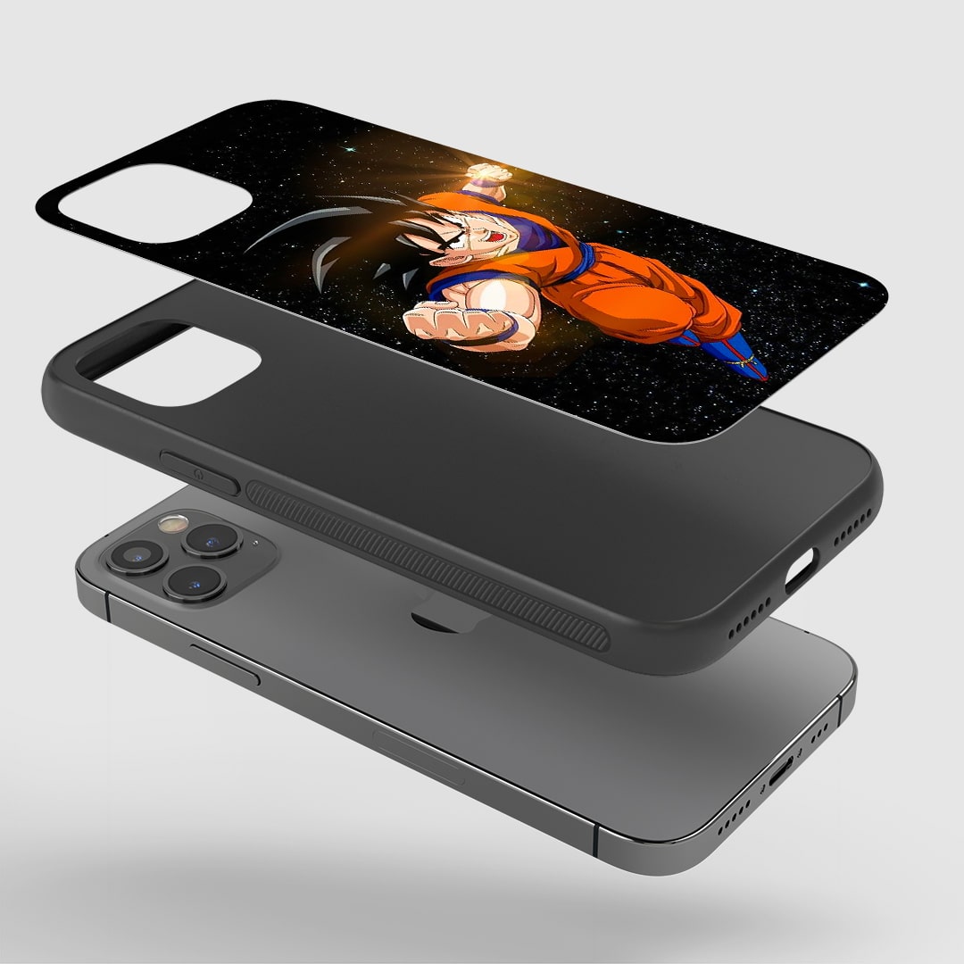 Goku Power Phone Case installed on a smartphone, providing easy access to all buttons and ports.