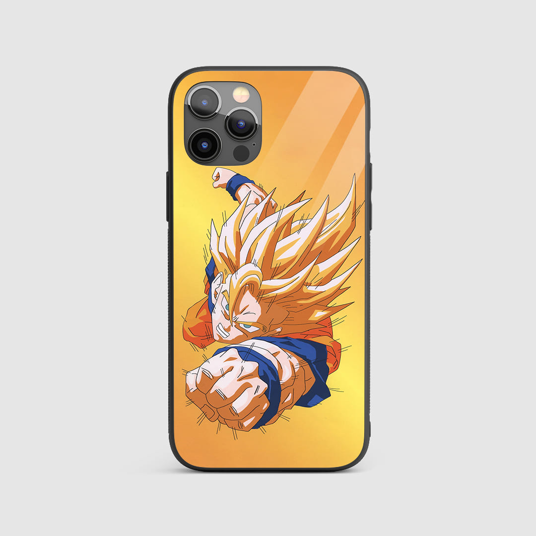 Goku Punch Silicone Armored Phone Case featuring Goku delivering a powerful punch.