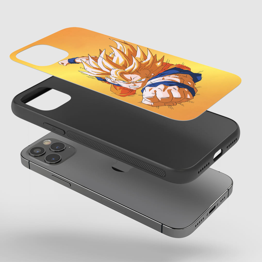 Goku Punch Phone Case fitted on a smartphone, ensuring full accessibility to all device features.