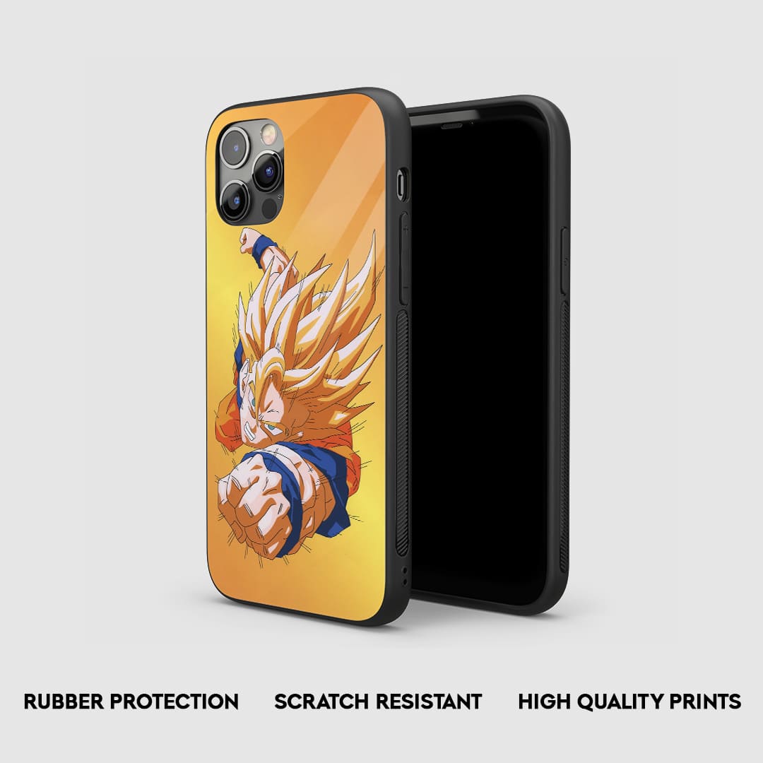 Side view of the Goku Punch Armored Phone Case, highlighting its thick, protective silicone.