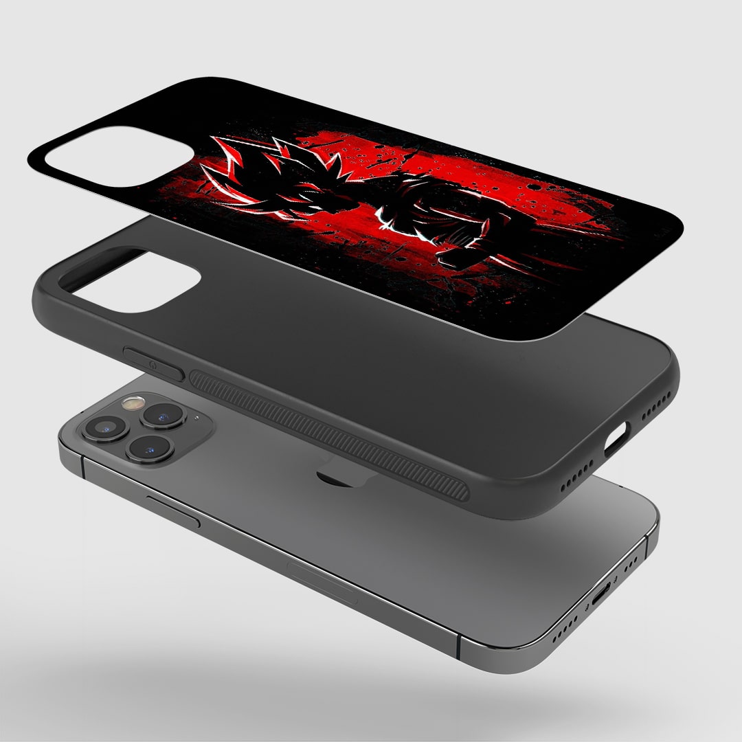 Goku Red Phone Case installed on a smartphone, providing easy access to all buttons and ports.