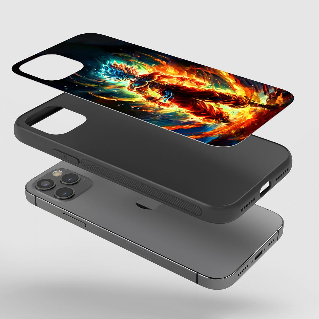 Goku Super Saiyan Phone Case installed on a smartphone, ensuring easy access to all buttons and ports.