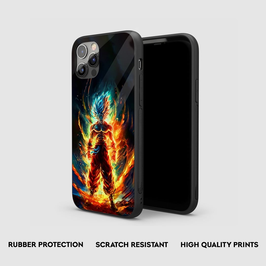 Side view of the Goku Super Saiyan Armored Phone Case, highlighting its thick, protective silicone.