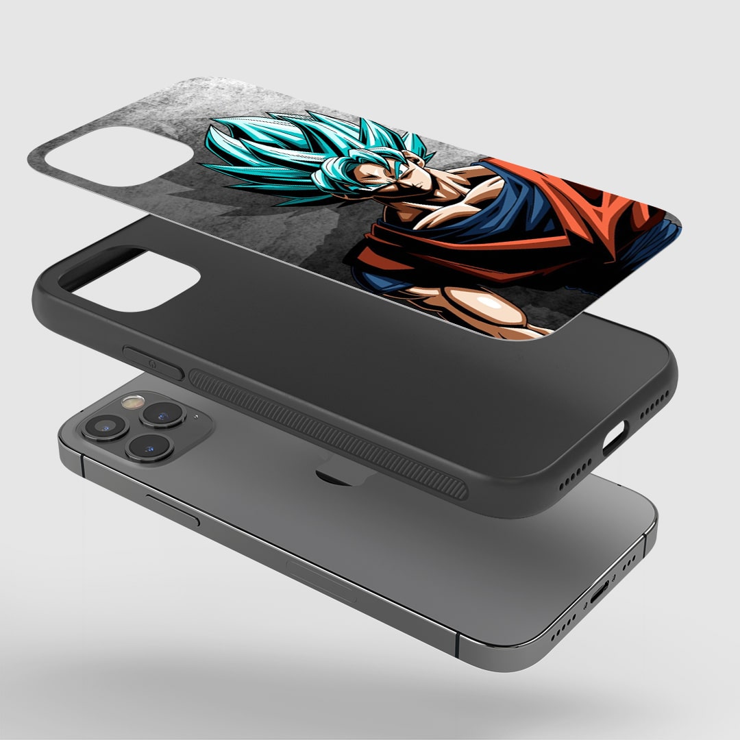 Goku Grey Phone Case installed on a smartphone, ensuring full accessibility to device features.