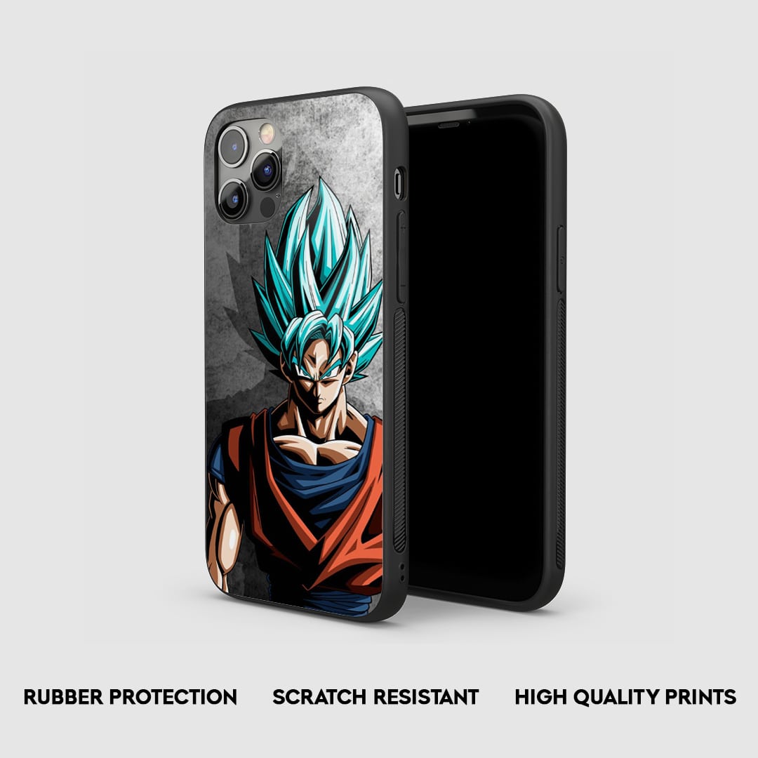 Side view of the Goku Grey Armored Phone Case, highlighting its thick, protective silicone.