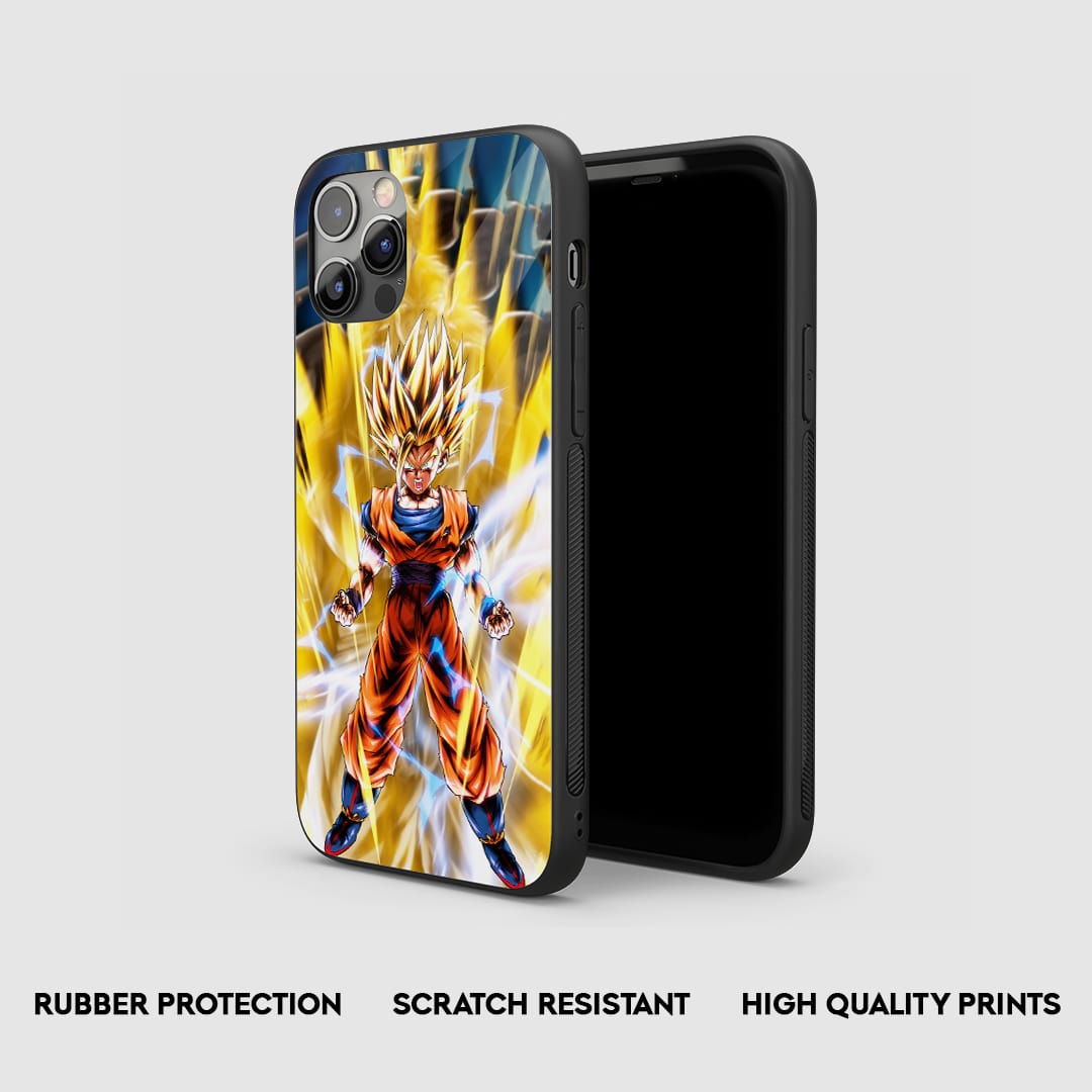 Side view of the Super Saiyan Goku Armored Phone Case, showcasing its thick, protective silicone.