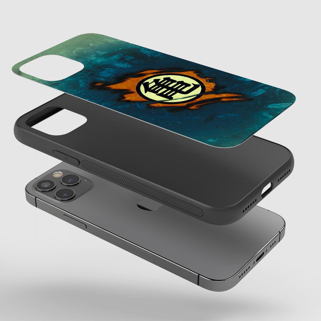 Goku Symbol Phone Case installed on a smartphone, providing full access to all device features.