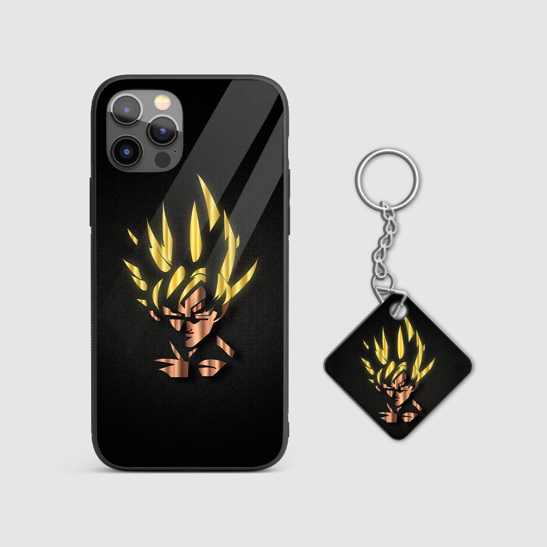 Detailed view of the textured design on the Goku armored phone case enhancing grip and style with Keychain.