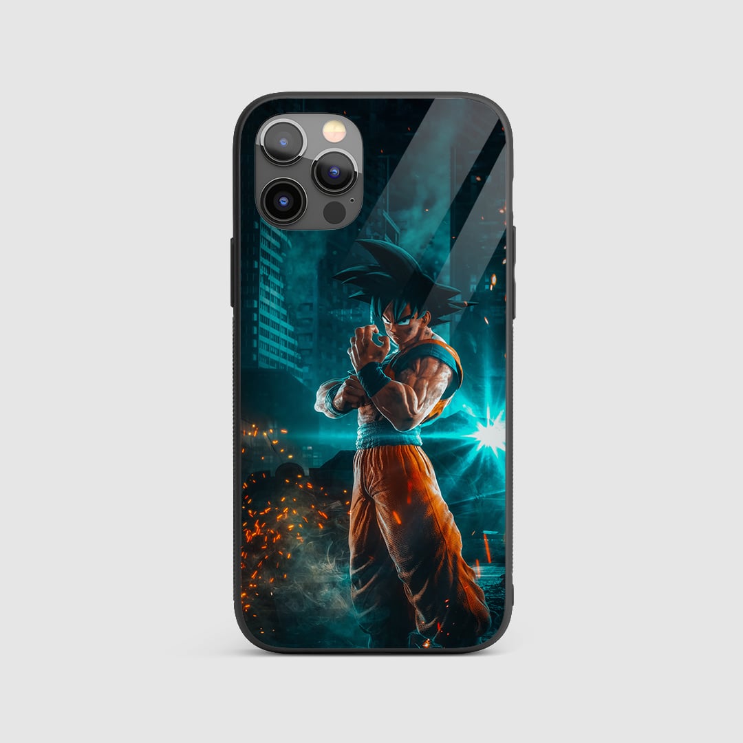Goku Training Silicone Armored Phone Case featuring Goku in an intense training session.