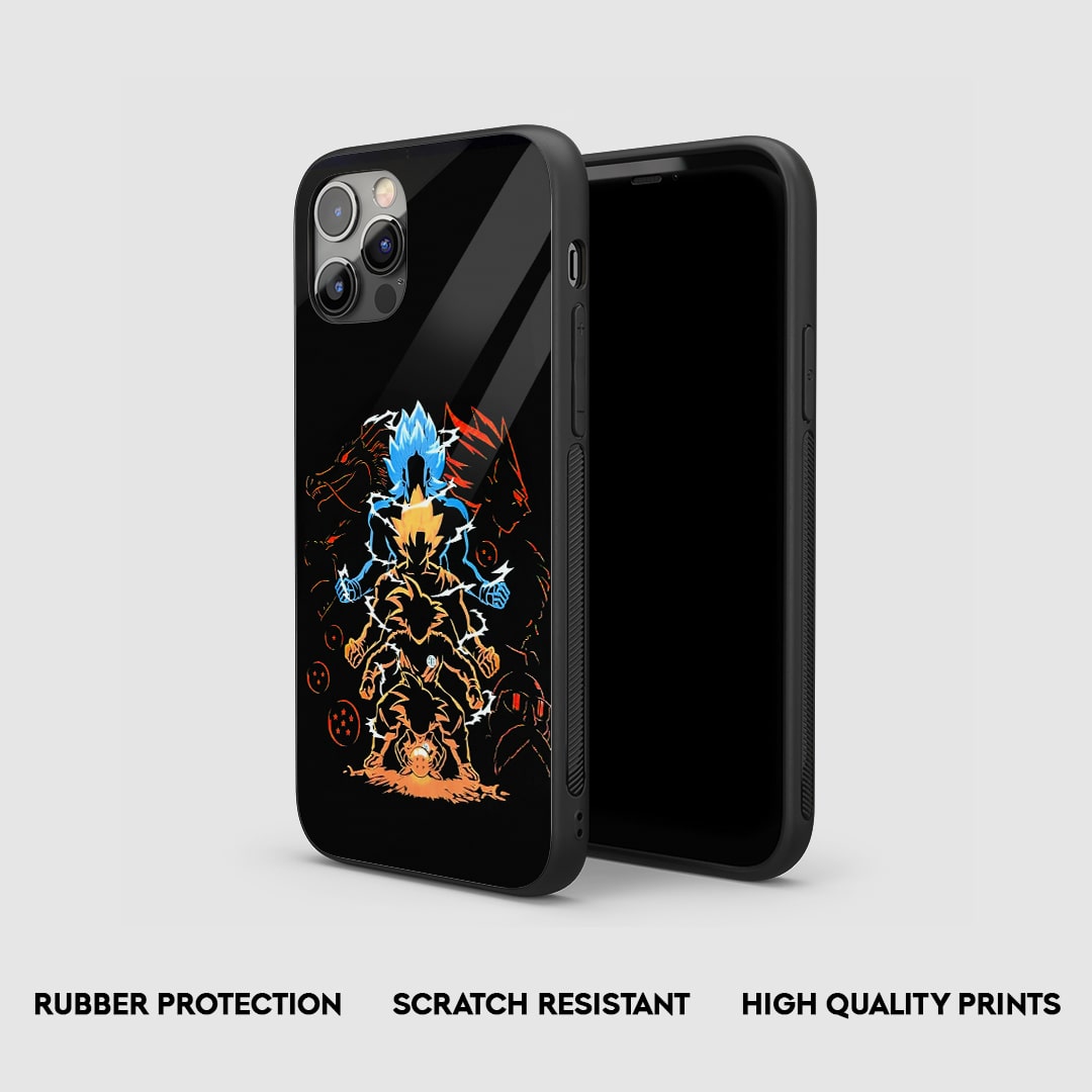 Side view of the Goku Transformed Armored Phone Case, highlighting its thick, protective silicone.