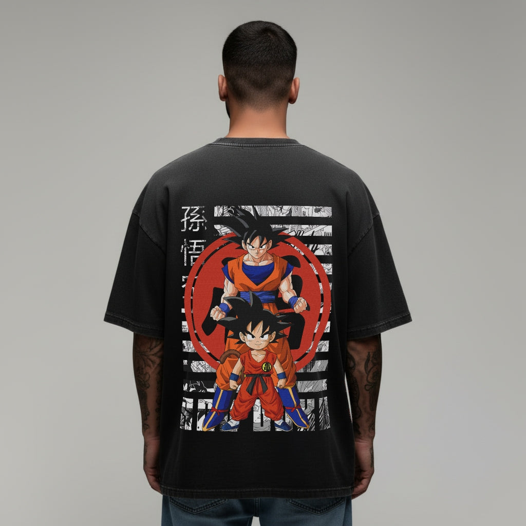 Goku and Gohan oversized anime T-shirt back print streetwear anime design