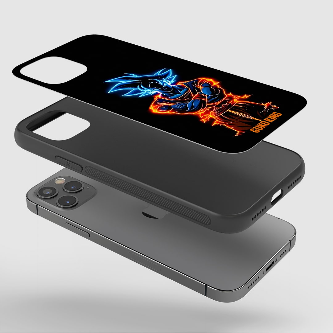 Angled view of Goku King Phone Case showing majestic Saiyan style.