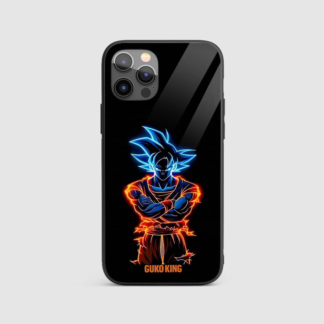 Goku King Silicone Armored Phone Case front view with regal design.