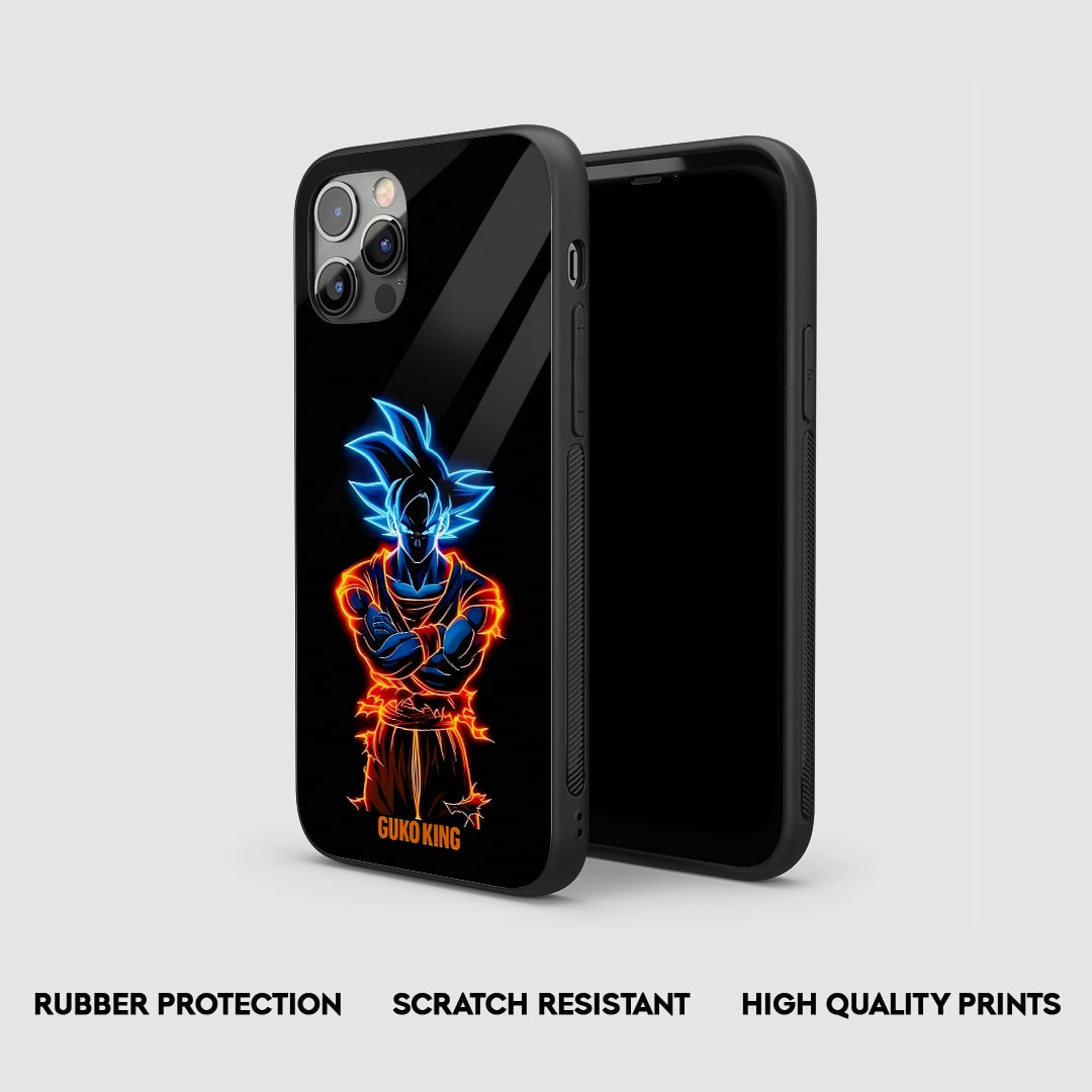 Side view of Goku King Silicone Case with snug fit and button cutouts.