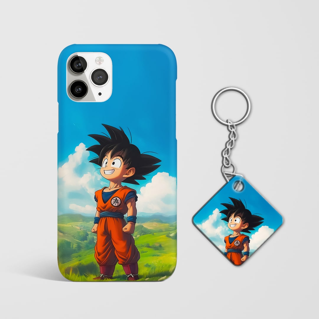 Back view of Goku Scene Phone Cover featuring legendary Dragon Ball moment with Keychain.