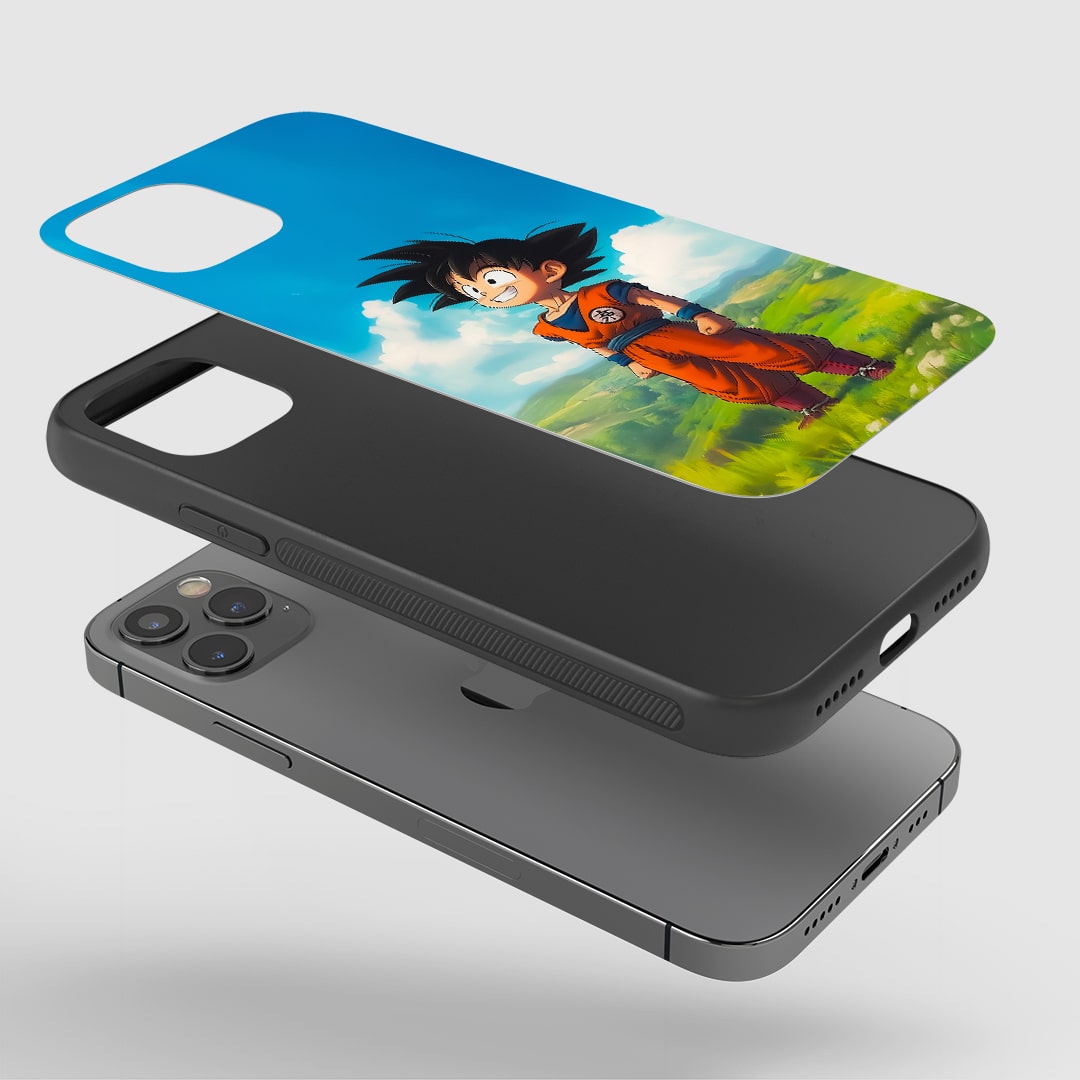 Angled view of Goku Scene Phone Case showing powerful anime design.