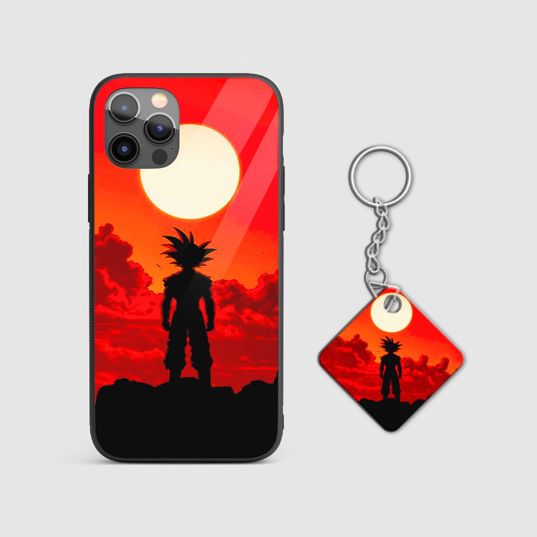 Anime Goku silhouette phone cover with Keychain