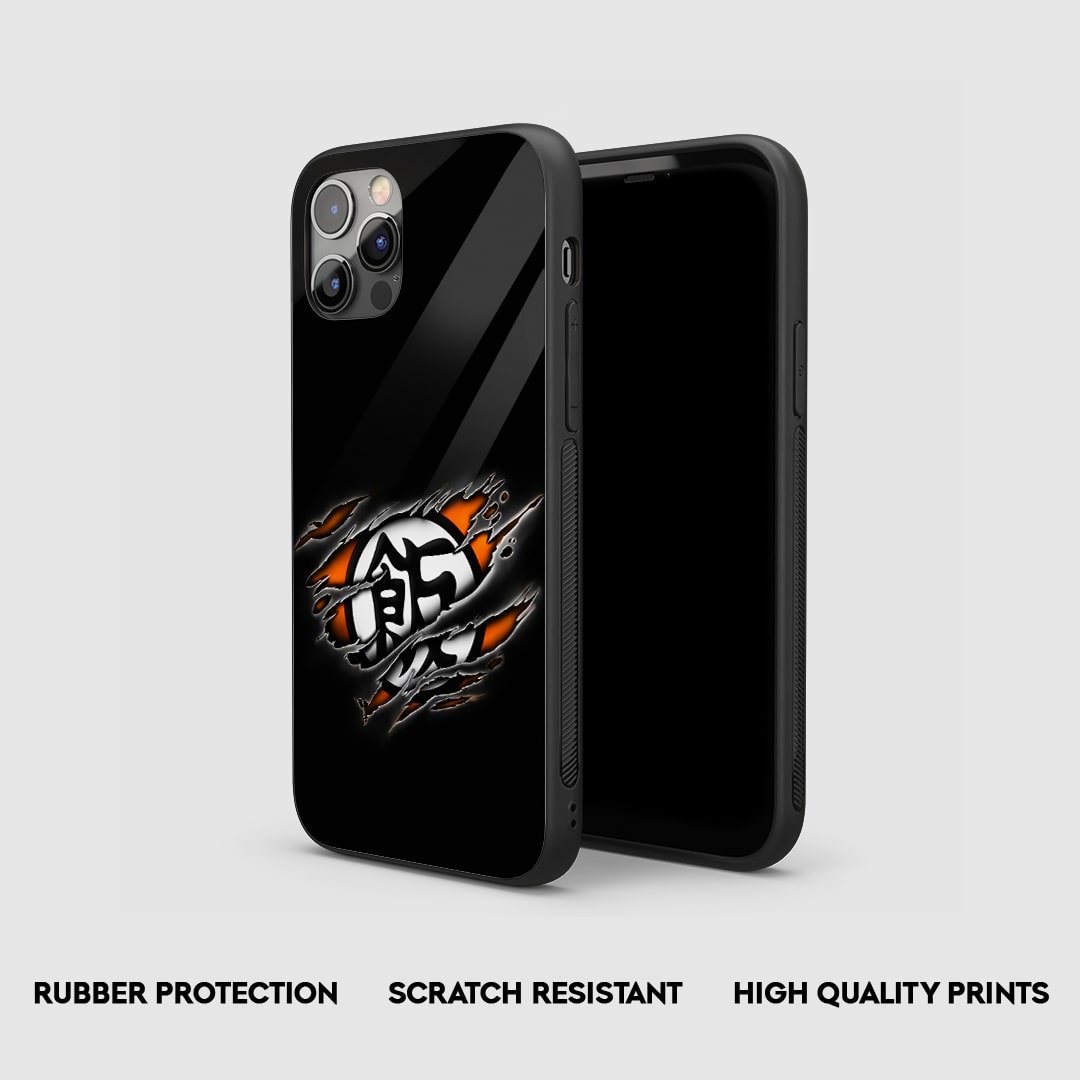Side view of Goku Symbol Silicone Case with snug fit and clean cutouts.