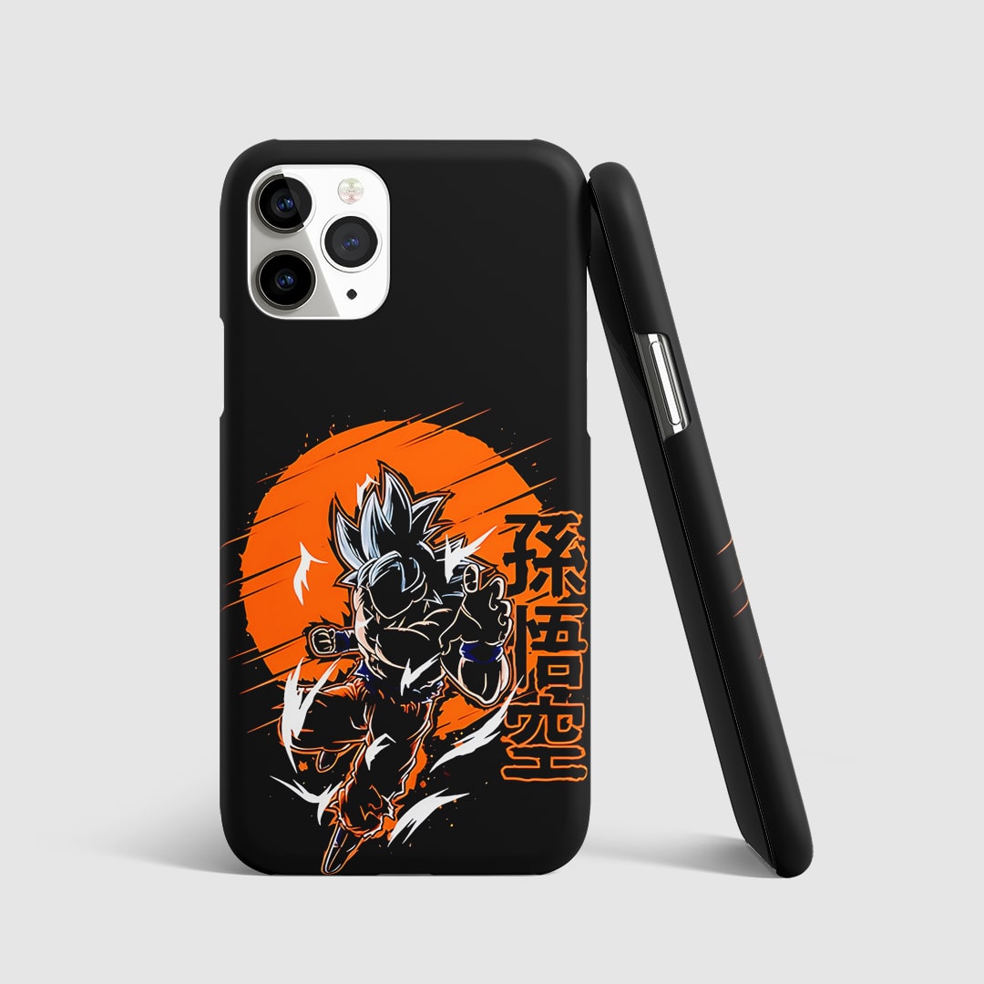 Goku Ultra Instinct Form Phone Cover front view with glowing aura design.
