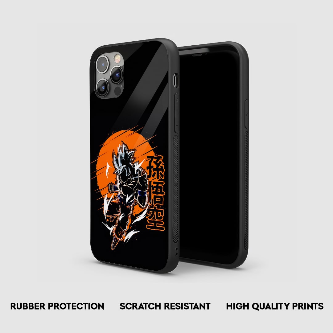 Side view of Goku Ultra Instinct Silicone Case with snug fit and cutouts.