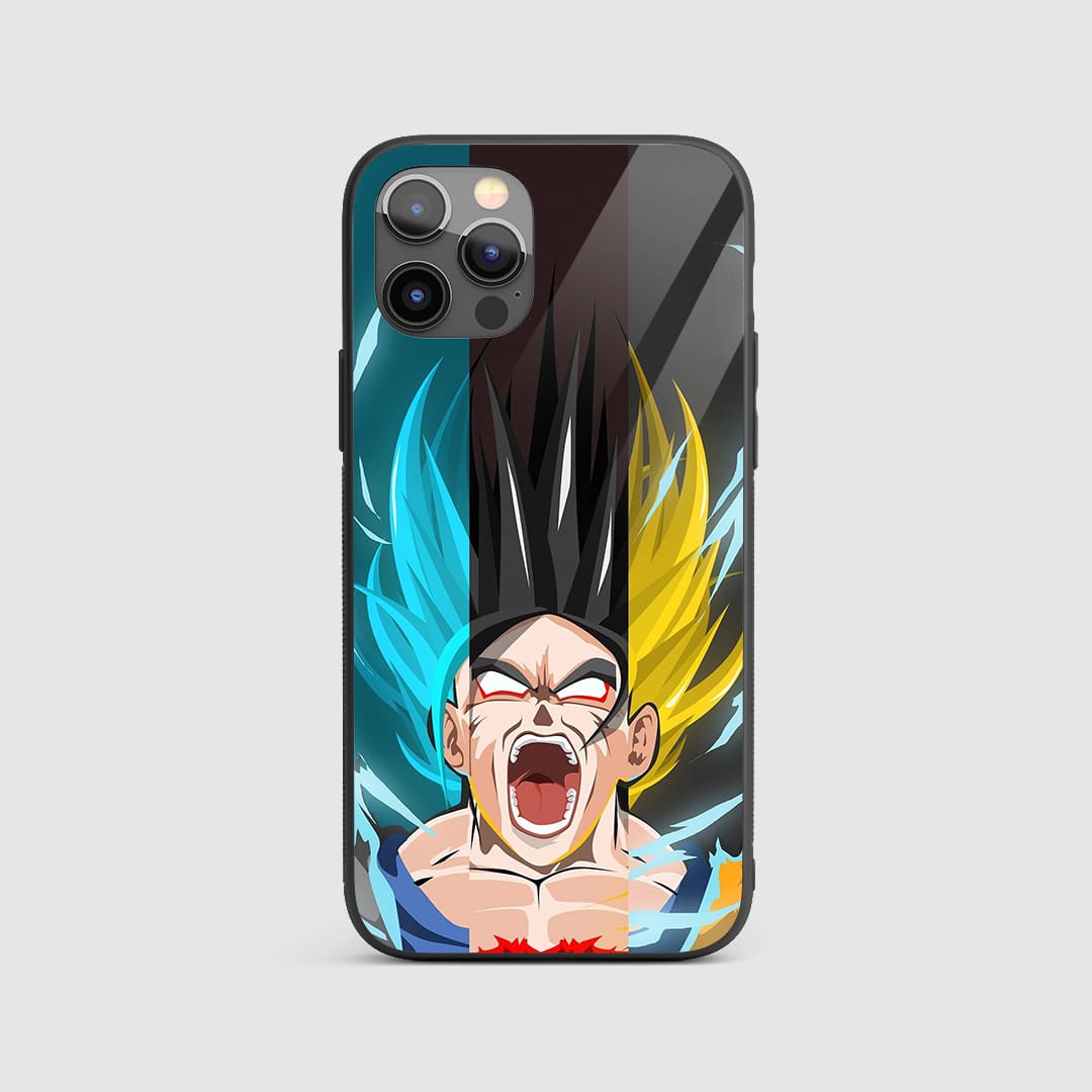 Goku & Vegeta Silicone Armored Phone Case featuring the Saiyan duo in a powerful battle pose.