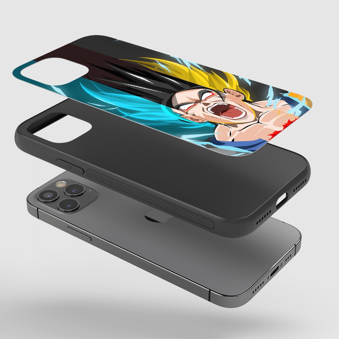 Goku & Vegeta Phone Case installed on a smartphone, ensuring full accessibility to all buttons and ports.