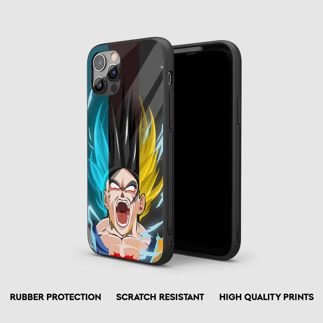 Side view of the Goku & Vegeta Armored Phone Case, emphasizing its robust, protective silicone.