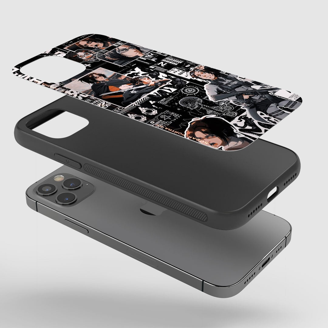 Hange Zoe Collage Phone Case installed on a smartphone, offering robust protection and a vibrant design.