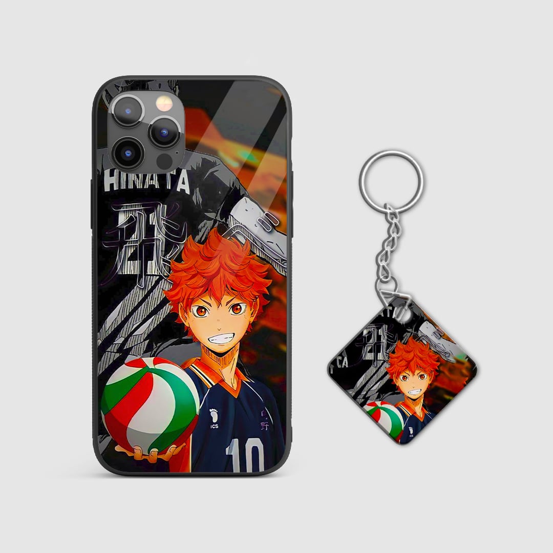 Back design of Haikyu Hinata Action armored phone case with Keychain