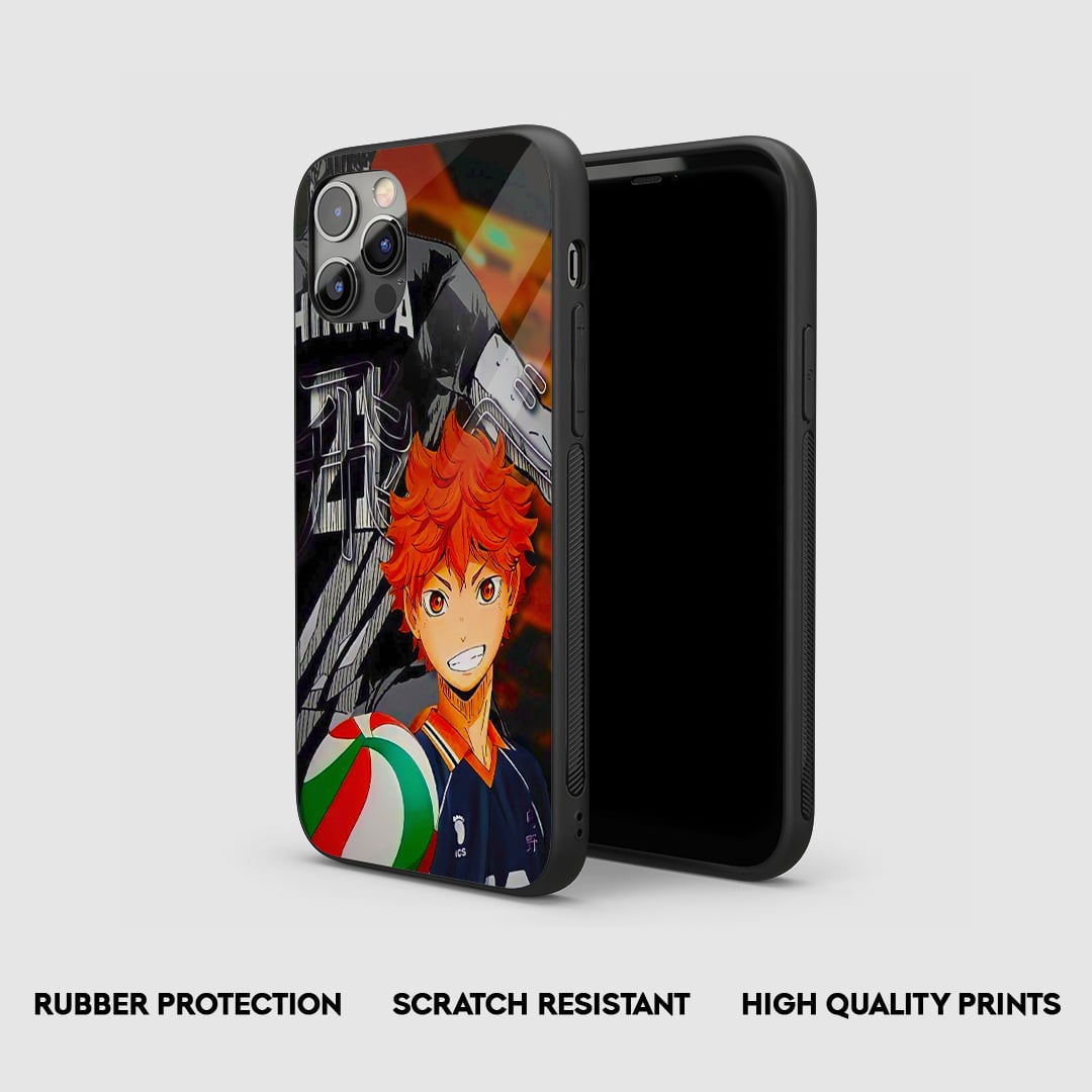 Side angle of Hinata Action Haikyu anime armored phone case