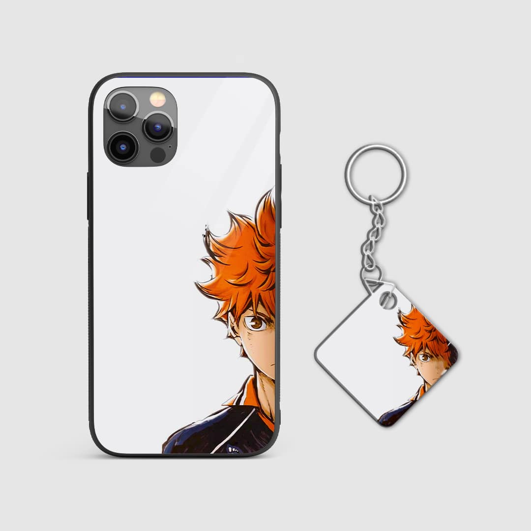 Back design of Haikyu Hinata Half Face armored phone case with Keychain