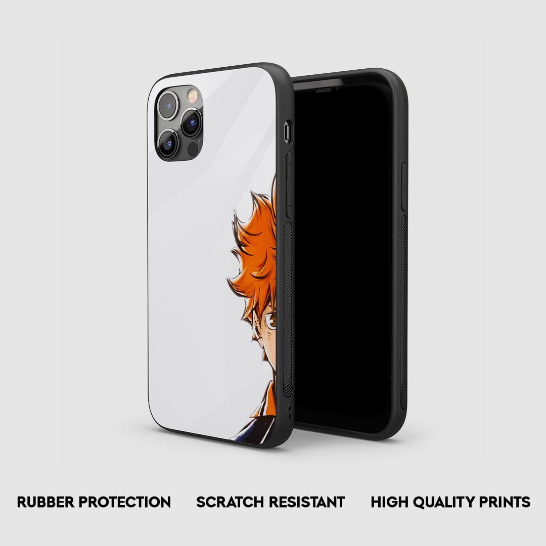 Side angle of Hinata Half Face Haikyu anime armored phone case