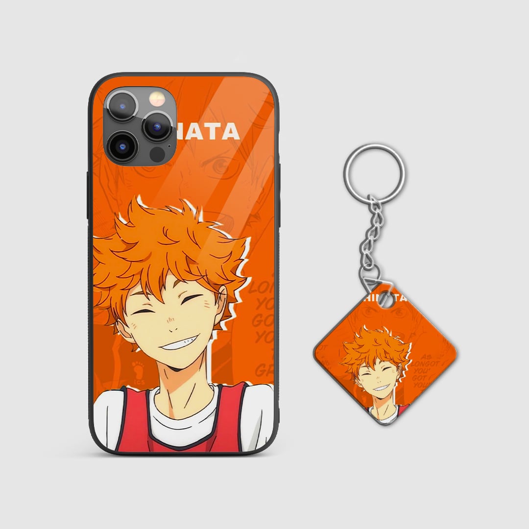 Back design of Haikyu Hinata Shoyo armored phone case with Keychain