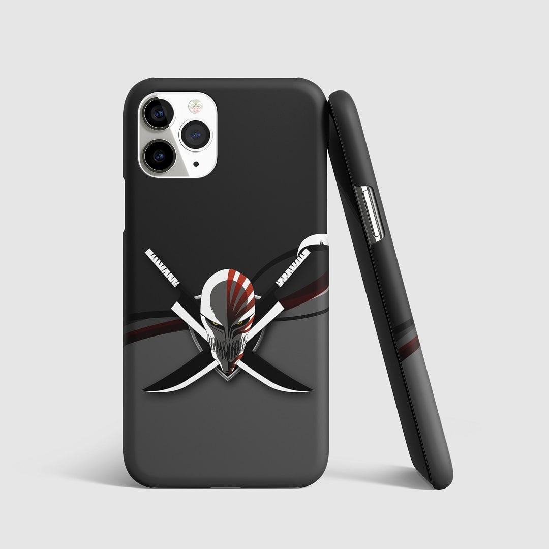 Iconic Hollow mask symbol from "Bleach" on phone cover.