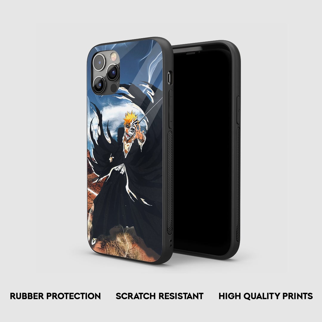 Side view of the Hollowfied Ichigo Armored Phone Case, highlighting its thick, protective silicone material.