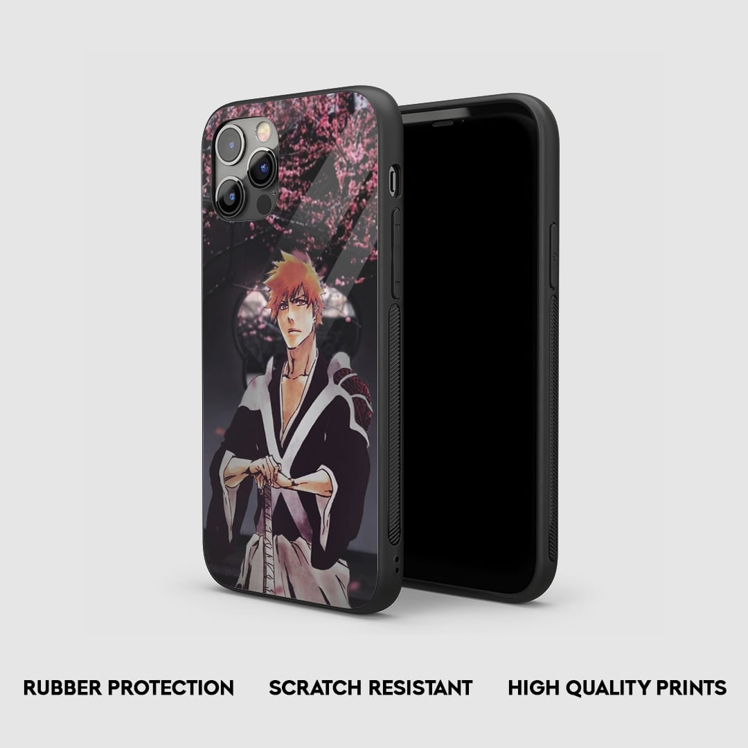 Side view of the Ichigo Aesthetic Armored Phone Case, highlighting its thick, protective silicone material.