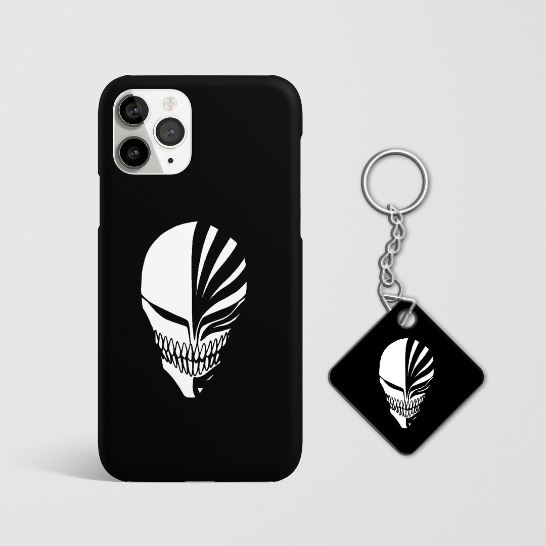 Close-up of the sleek Hollow mask design on phone case with Keychain.
