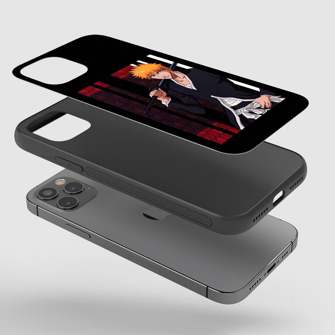 Ichigo Black Phone Case installed on a smartphone, offering robust protection and a sleek design.