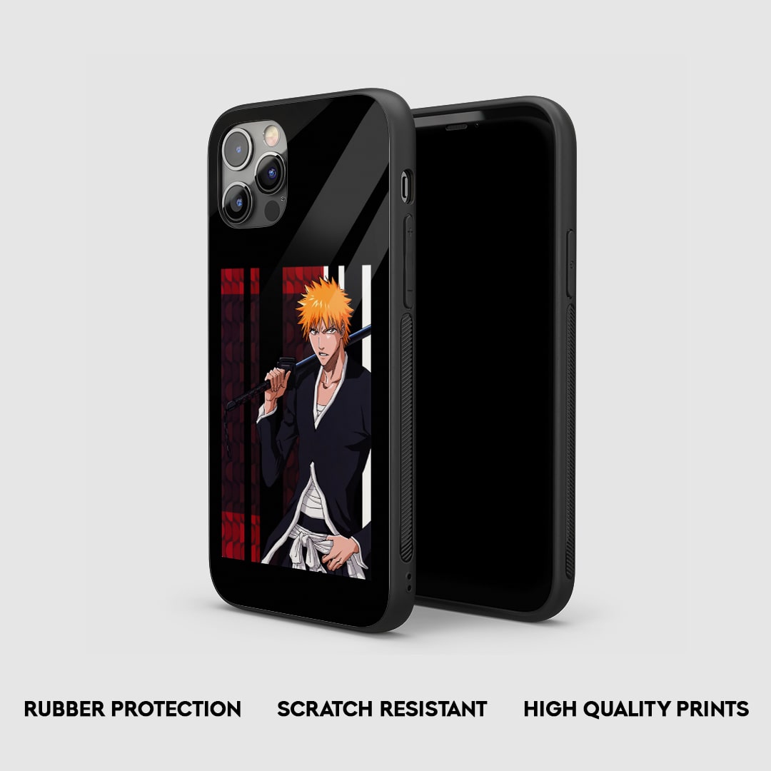 Side view of the Ichigo Black Armored Phone Case, highlighting its thick, protective silicone material.
