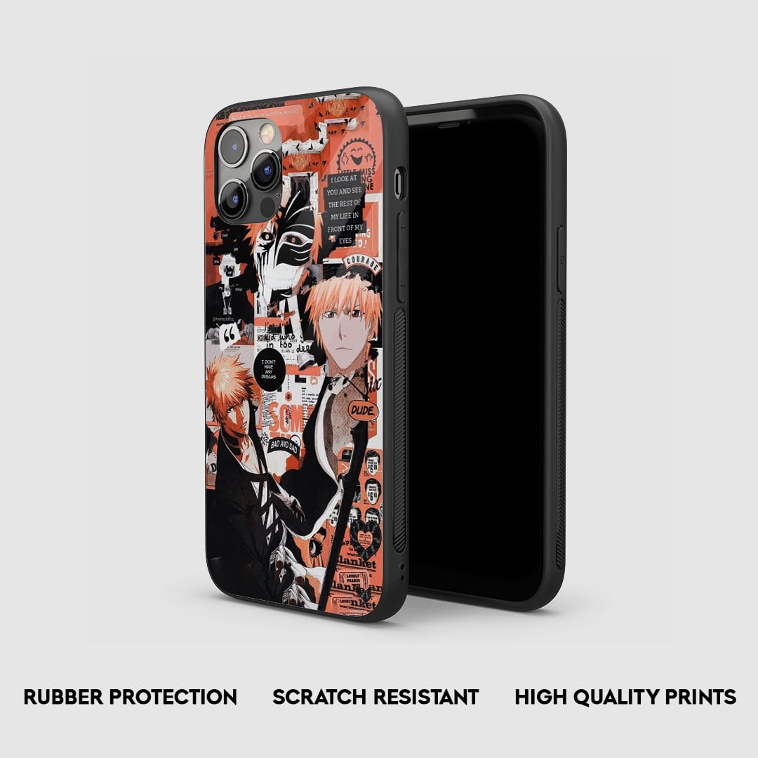 Side view of the Ichigo Manga Armored Phone Case, highlighting its thick, protective silicone material.