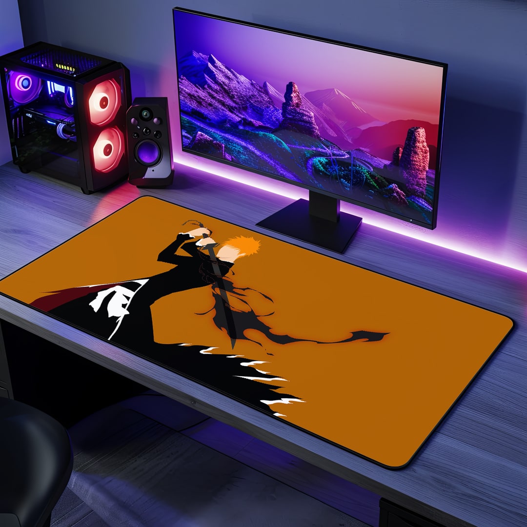Ichigo Kurosaki Minimal Desk Mat with clean anime design