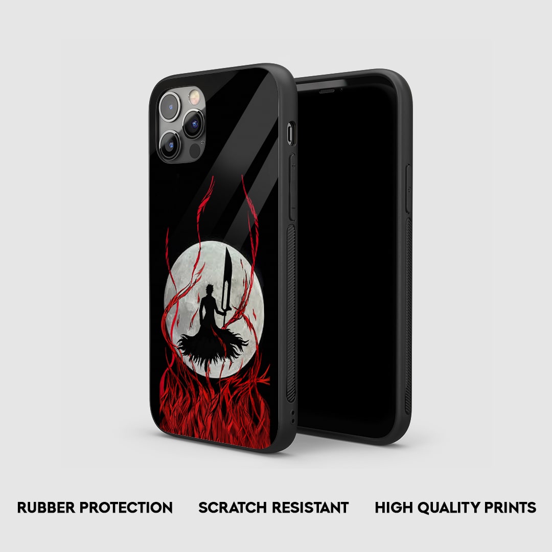 Side view of the Ichigo Kurosaki Moon Armored Phone Case, highlighting its thick, protective silicone material.