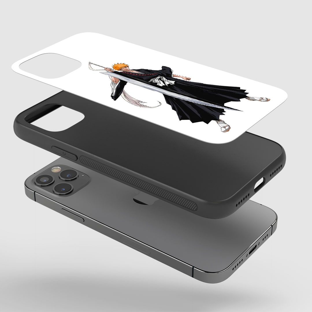 Ichigo White Phone Case installed on a smartphone, offering robust protection and a sleek design.