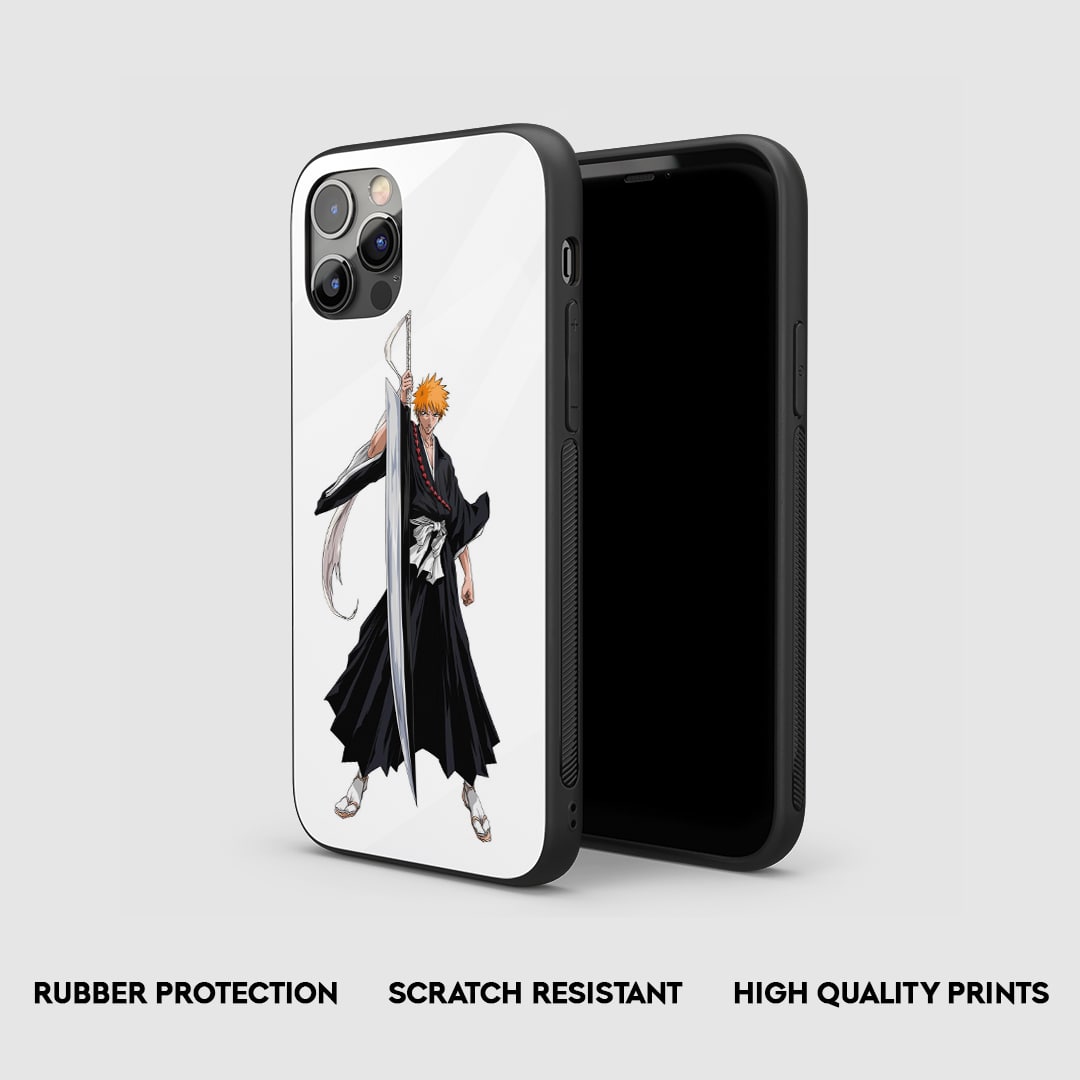 Side view of the Ichigo White Armored Phone Case, highlighting its thick, protective silicone material.