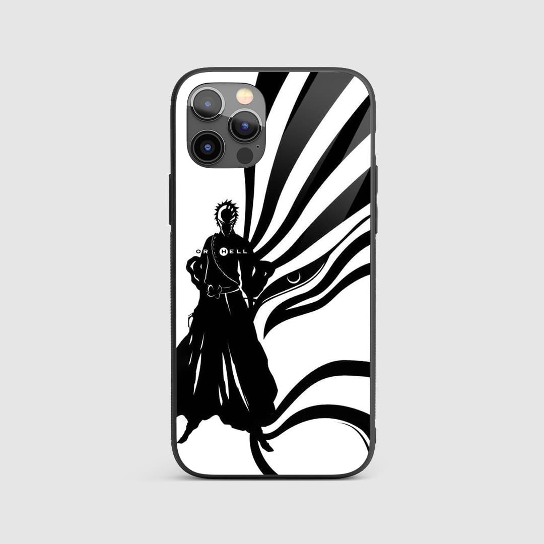 Ichigo White & Black Silicone Armored Phone Case featuring striking white and black artwork of Ichigo Kurosaki.