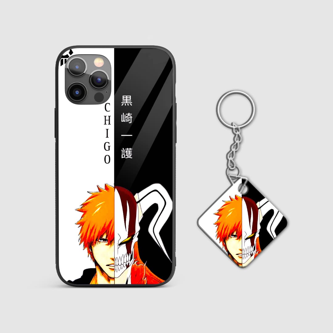 Bleach sunset aesthetic phone case close-up with Keychain