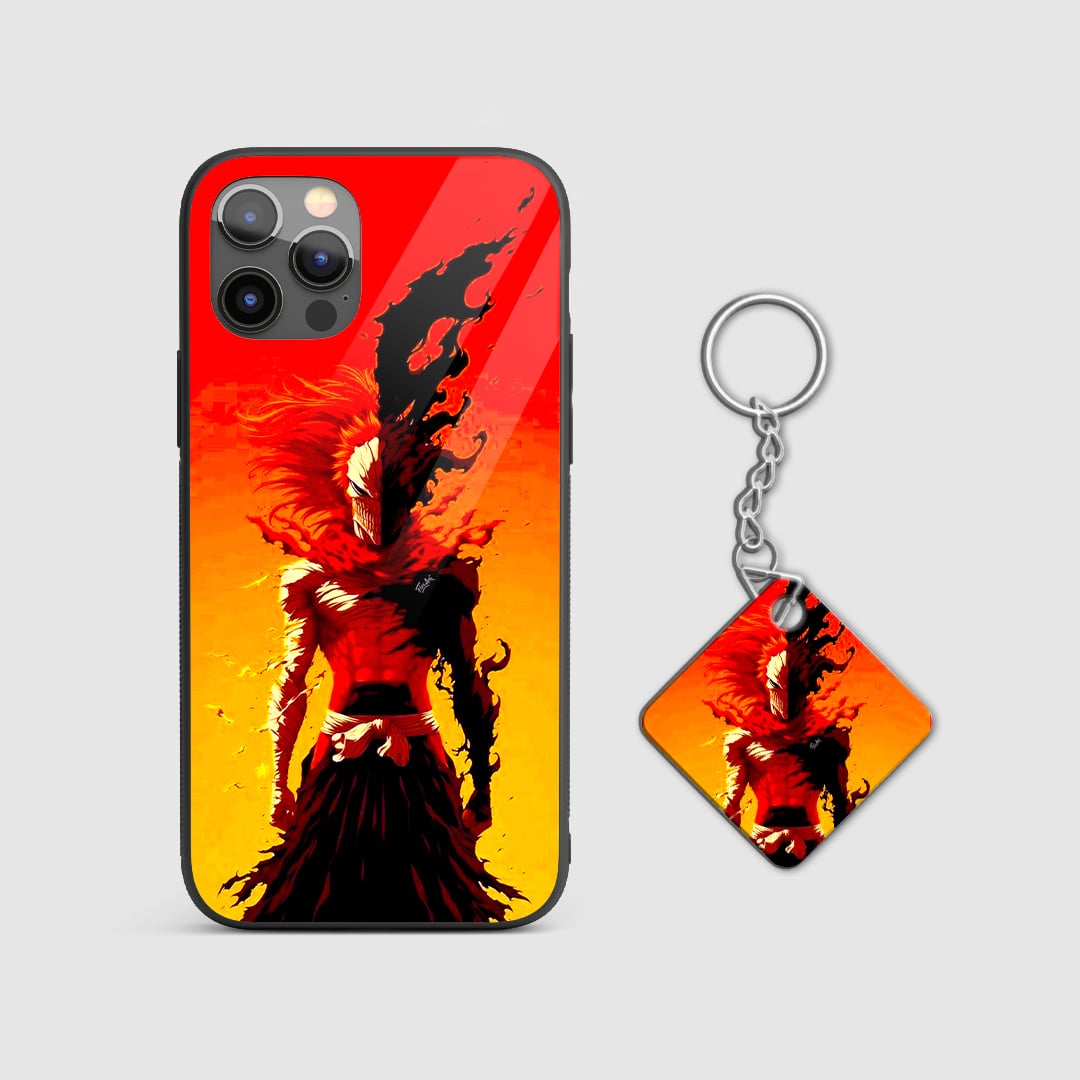 Ichigo Hollow form anime phone case close-up with Keychain