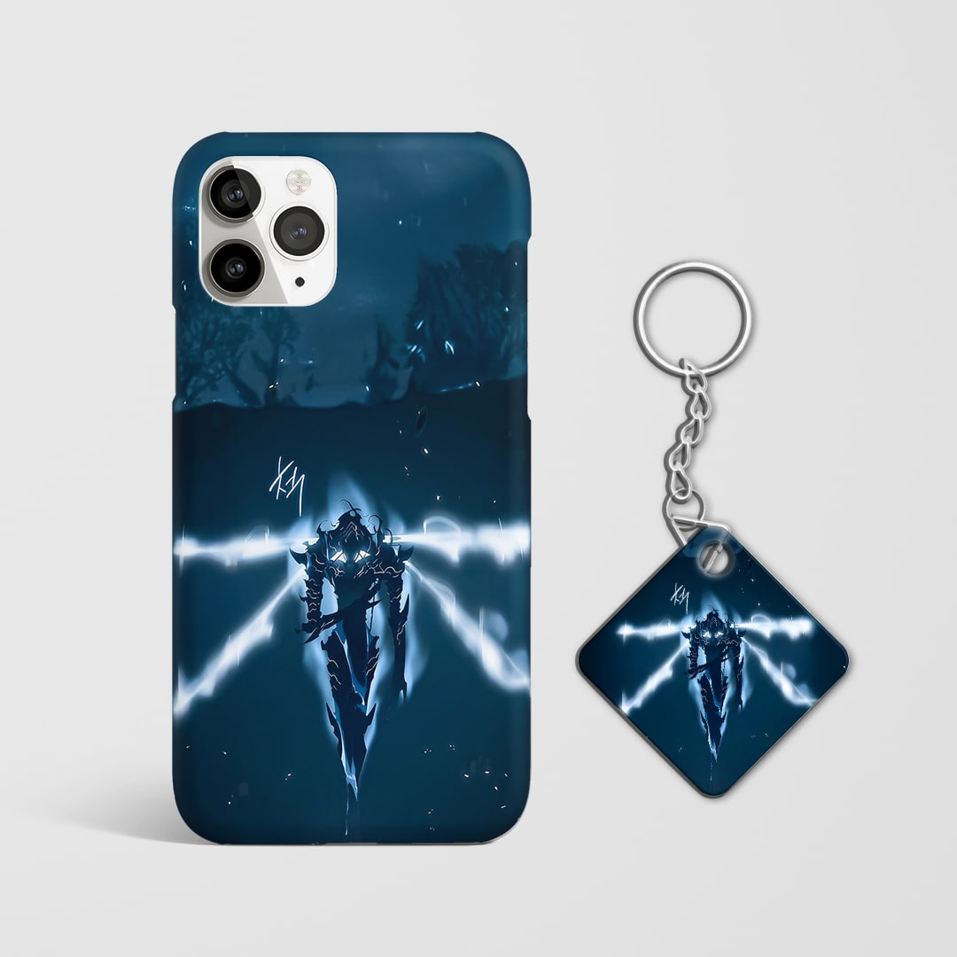 Back view of Igris Cover with dark armor and sleek artwork with Keychain.