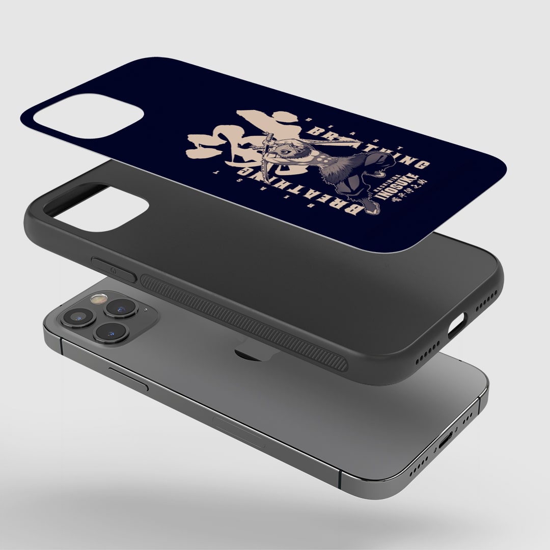 Inosuke Action Phone Case installed on a smartphone, offering robust protection and a dynamic design.